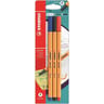 Stabilo 3 stylos feutres stabilo point 88 noir+bleu+rouge