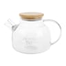 Theiere 1.1 l verre 0 14 cm h 13 cm avec couvercle en bambou