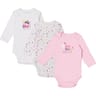 Lot de 3 bodies manches longues bébé ROSE PINGOUIN 9 MOIS