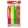 Stabilo 12 crayons graphit hb corps fluo bout gomme
