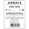 Pinot noir arbois 12.5 cl 75 cl vin structuré équilibré par son coté fruité et thanique