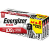 Energizer piles alcalines max alk aa/lr06 18+6 dure jusqu'a 100% plus longtemps 584g