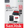 Carte mémoire sandisk ultra microsdxc + adaptateur sd 64gb 140mb/s uhs-i SDSQUAB-064G-GN6MA