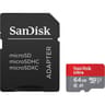 Carte mémoire sandisk ultra microsdxc + adaptateur sd 64gb 140mb/s uhs-i SDSQUAB-064G-GN6MA