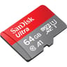 Carte mémoire sandisk ultra microsdxc + adaptateur sd 64gb 140mb/s uhs-i SDSQUAB-064G-GN6MA