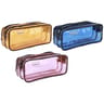 Trousse transparente 2 compartiments assortis 3 coloris