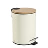 Poubelle creme 3l metal couvercle plat bois
