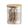 Pot a coton en verre et couvercle bois