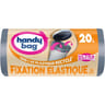 Handy bag 100% plastique recycle sacs poubelle fixation élastique 20l x 15
