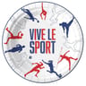 8 assiettes en carton 23cm vive le sport