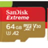 Carte mémoire sandisk extrême microsdxc + adaptateur sd 64gb 170mb/s uhs-i SDSQXAH-064G-GN6M