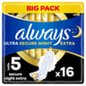 Always ultra serviettes hygiéniques ailettes nuit extra secure x16