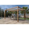 Tonnelle bioclimatique chêne 4x3 solaire - finition ton bois - h240cm