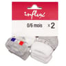 2 paires de bottons bébé fantaisie mixte Influx BLANC/GRIS 0\6MOIS