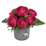 Renoncule artificiel en pot dentelle (rose)