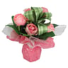 Bouquet bulle artificiel rose pivoine aspidistra (rose)