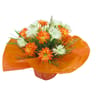 Bouquet bulle artificiel  gerbera et gysophile - blanc orange