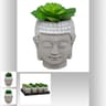 Tete bouddha avec plante artificielle d8cm