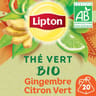 Lipton thé vert bio gingembre citron vert bio x20 sachets -28g