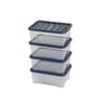 Lot 4 boites de rangement wave box s 10l bleu