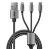 Apm câble 3 en 1 usba usbc lightning micro nylon gris 570316