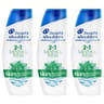 Head & shoulders shampoing menthol fresh 2en1 antipelliculaire 3x300ml