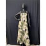 Robe longue smoké femme FEUILLES VERTES FOND BLANC TU