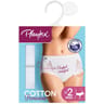 Lot de 2 slips midi coton dentelle Playtex 000 BLANC T50