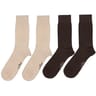 2 paires de mi chaussettes de ville unies homme CHOCOLAT/BEIGE T43\46