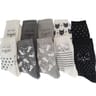 Lot de 10 paires de mi chaussettes fantaisies semi bouclette Influx Basic GRIS/ECRU/NOIR CHAT 27\30