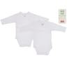 Lot de 2 bodies naissance manches longues bébé influx BLANC COEUR 6MOIS