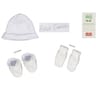 Ensemble bonnet revers, chaussons et moufles BLANC COEUR T00