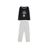 Pyjama long manches longues jersey fille NOIR/GRIS CHINE 3ANS