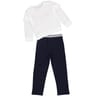 Ensemble long ECRU/MARINE 12 ANS