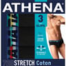 Lot de 3 slips ligne 720 Stretch Coton Athena 2400 NOIR/NOIR/NOIR T8