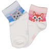 2 paires de socquettes fantaisies fille Influx ROSE CHIEN/BLEU CHAT 31\35