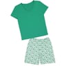 Pyjashort manches courtes femme VERT/BLANC AOP T50/52