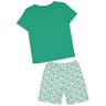 Pyjashort manches courtes femme VERT/BLANC AOP T50/52