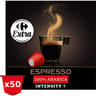 Carrefour extra café capsules compatibles nespresso 100% arabica intensité 7 x50 - 250g