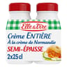 Elle & vire crème entière semi épaisse bouteille 2x25cl