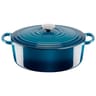 Cocotte élégante bleue ovale 23x29cm