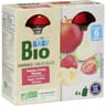 Carrefour baby bio dessert bébé pomme, fraise, banane dès 6 mois 4x90g