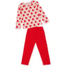 Pyjama long manches longues jersey fille ROSE AOP  / ROUGE 12 ANS