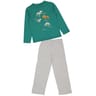 Pyjama long manches longues jersey garçon VERT / GRIS CHINE 12 ANS