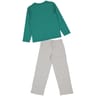 Pyjama long manches longues jersey garçon VERT / GRIS CHINE 12 ANS