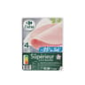 Carrefour extra jambon le supérieur cuit à l'étouffée sel réduit 4 tranches 160g