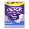 Always discreet incontinence serviettes vp long plus x16