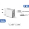 Force power lite chargeur secteur 25w power delivery+câble renforcé usb c/usb c FPLICS25WCBLCCRW