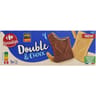 Carrefour sensation double & chock biscuits gaufrettes lait chocolat 128g