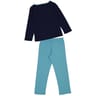 Pyjama long manches longues jersey stitch MARINE/TURQUOISE STITCH 10 ANS